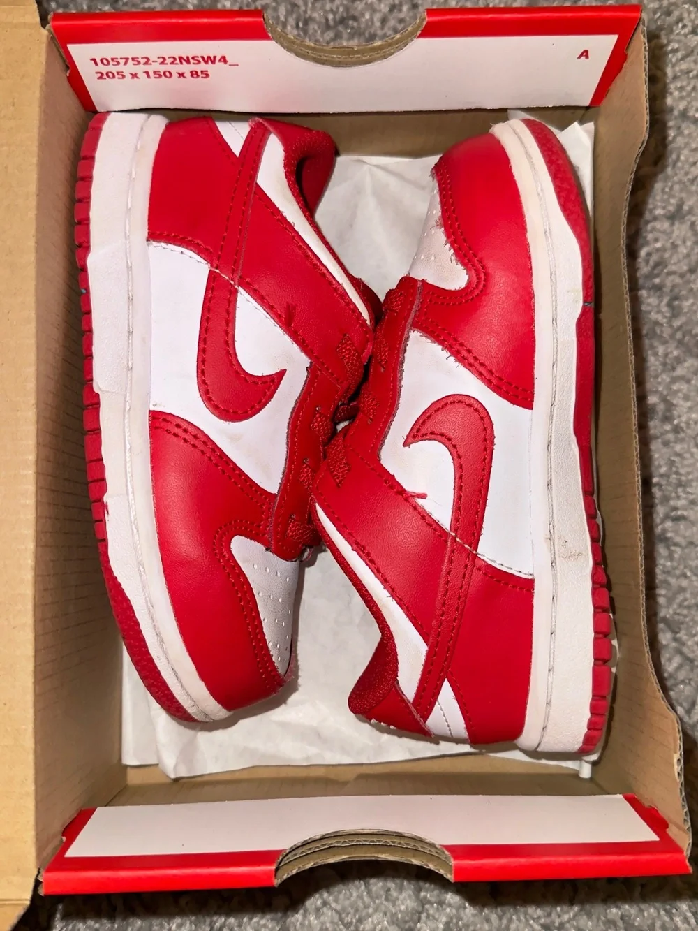Toddler Red and White Nike Dunk Low